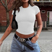 Spring And Summer Solid Color Top Waist Trimming Short Slim Fit Midriff-baring T-shirt