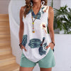 Printed Casual Women's Top Shorts Suit