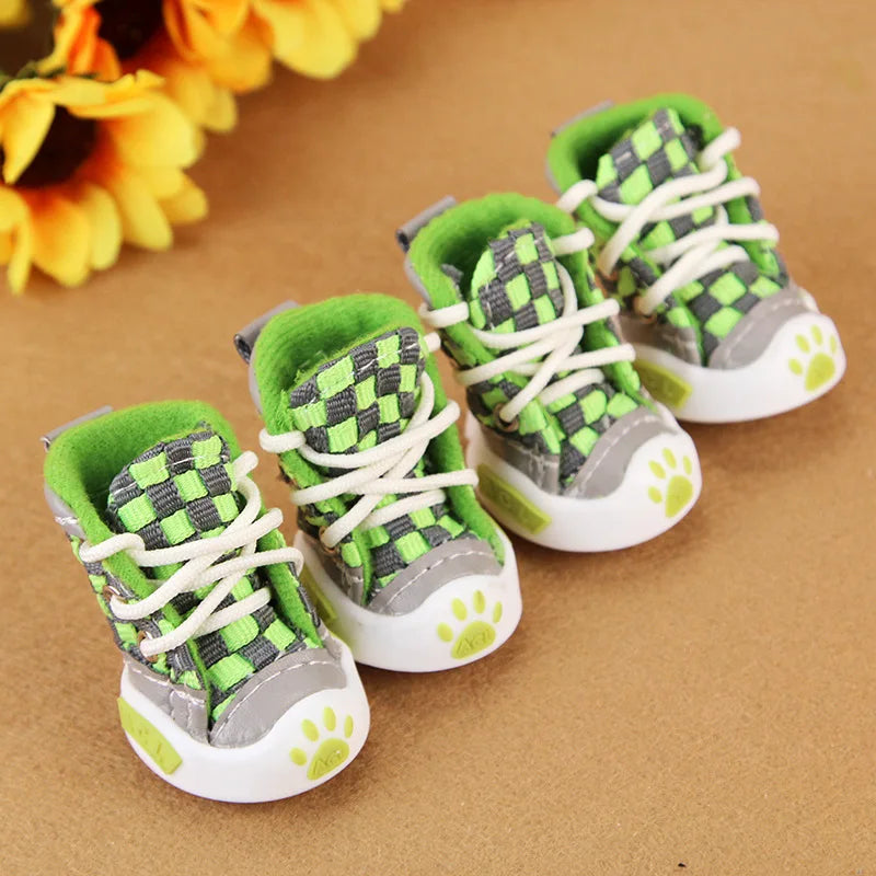 New Design 4pcs/Set Pet Dog Shoes Small Dog Puppy Boots Football Style Cheap Dog Summer Shoes For Small Pets Four Colors