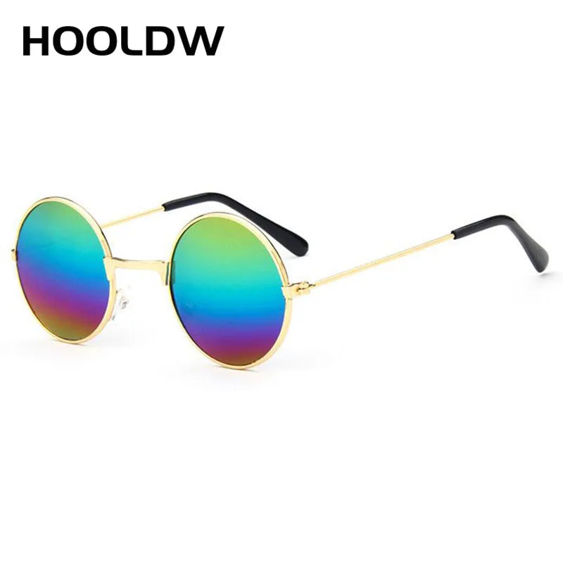 HOOLDW Vintage Small Round Kids Sunglasses Metal Frame Children Sun Glasses Boys Girls Baby UV400 Goggles Glasses Oculos De Sol