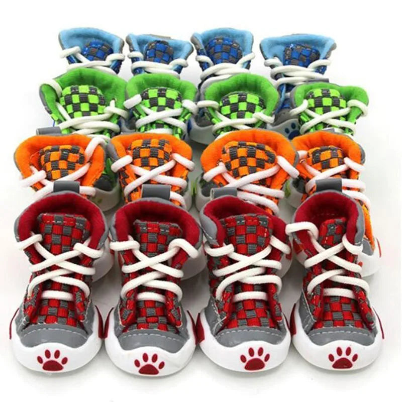 New Design 4pcs/Set Pet Dog Shoes Small Dog Puppy Boots Football Style Cheap Dog Summer Shoes For Small Pets Four Colors