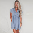 Summer New Washed Short Sleeve Denim Dress Women