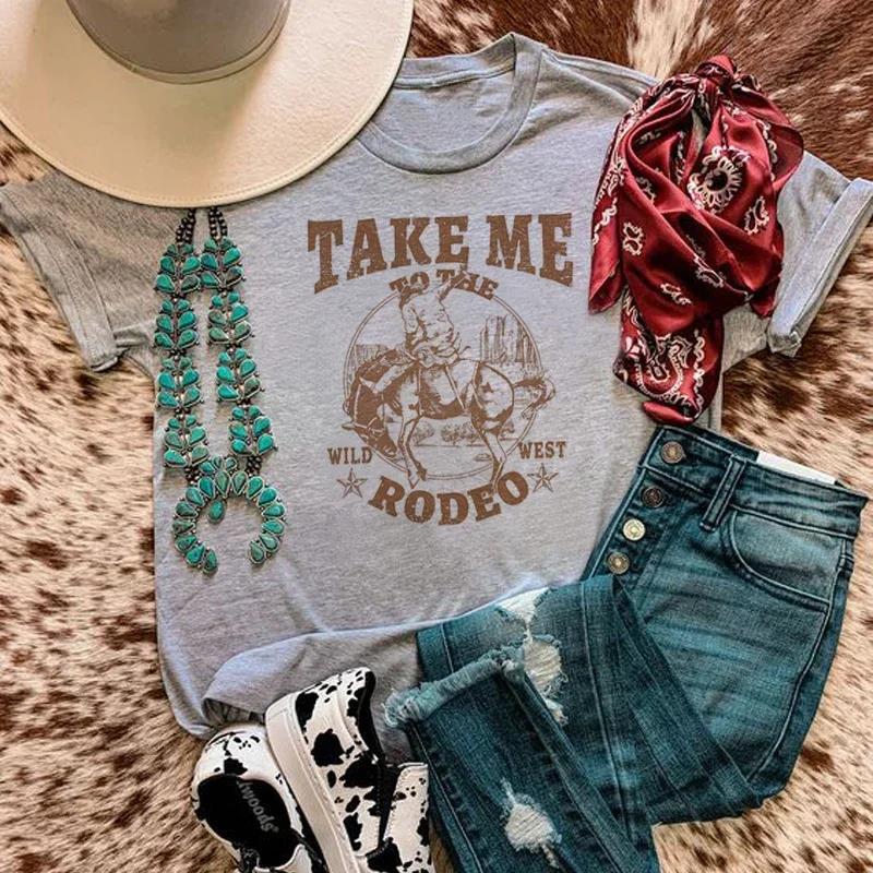 Denim Pattern Women's Retro Country Music T-shirt