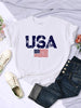 American Letters American Stars And Stripes Printed Women's T-shirt