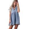 Summer New Washed Short Sleeve Denim Dress Women