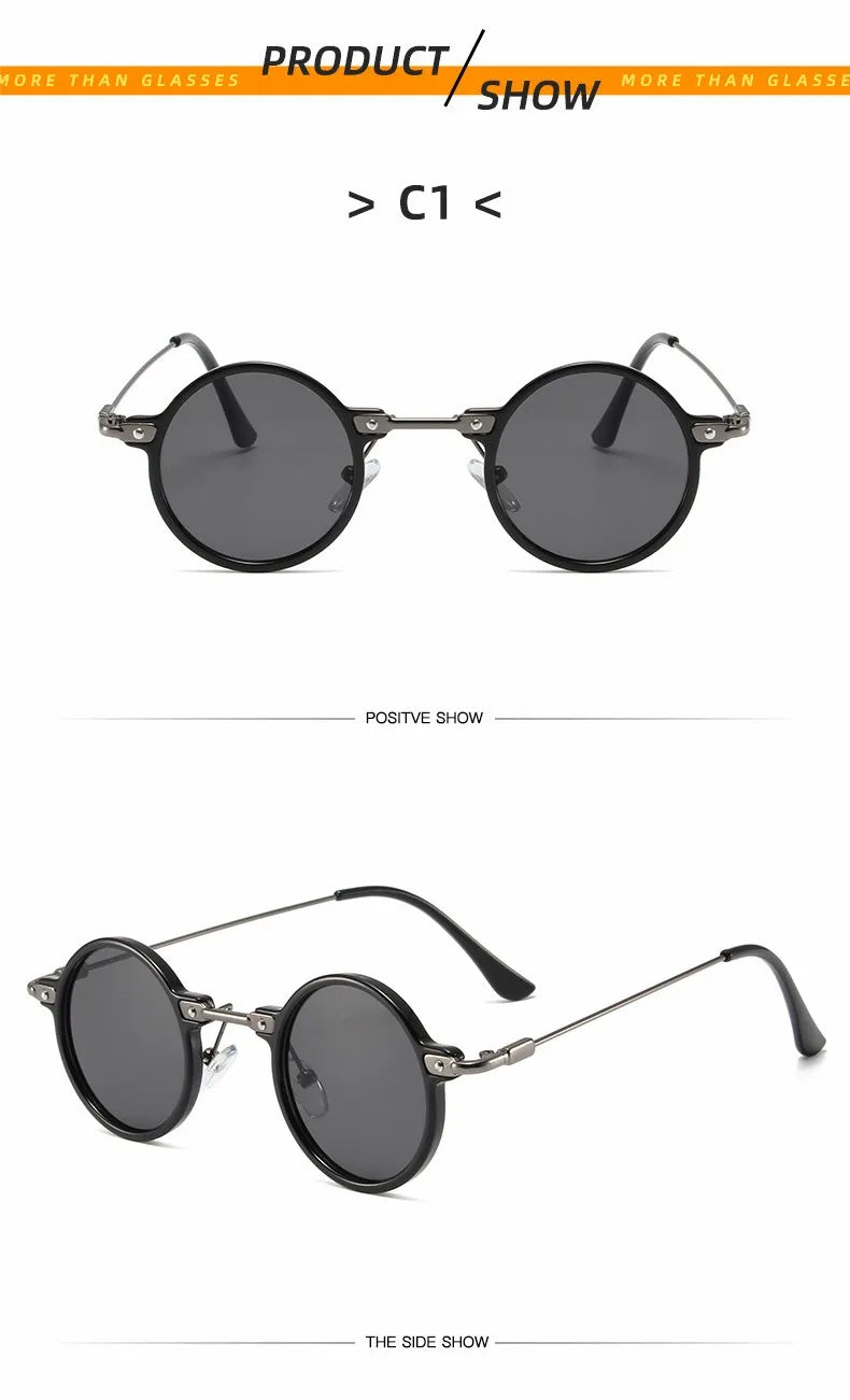 Round Sunglasses For Men Women Retro  Steampunk Sun Glasses Male Female Brand Designer Metal Frame Eyewear Shades Oculos De Sol