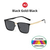 VIVIBEE Classic Rectangle Polarized Sunglasses Men Matte Black UV400 Fashion Square Sun Glasses Spring Hinge Driving Shades