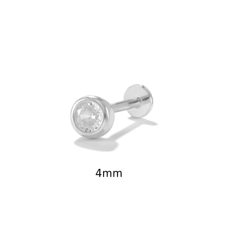 ROXI Creative Threaded Labret Stud Earrings for Women 925 Sterling Silver Piercing Earrings Jewelry Ins Pendientes Plata 925