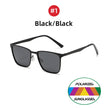 VIVIBEE Classic Rectangle Polarized Sunglasses Men Matte Black UV400 Fashion Square Sun Glasses Spring Hinge Driving Shades