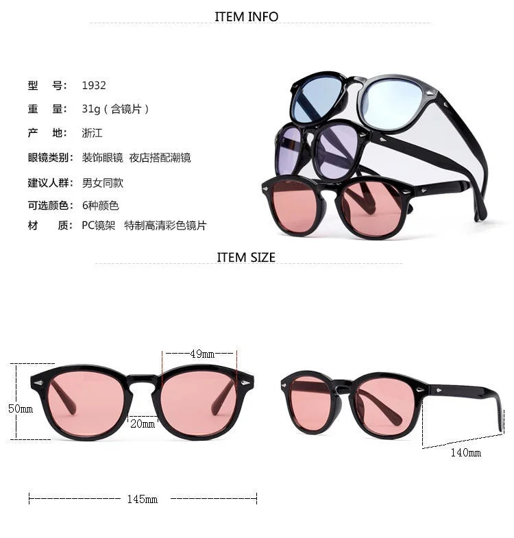 Classic Johnny Depp Round Sunglasses Women Retro Rice Nail Small Oval Sun Glasses Men TONY Blue SunGlasses Ocean Lens UV400