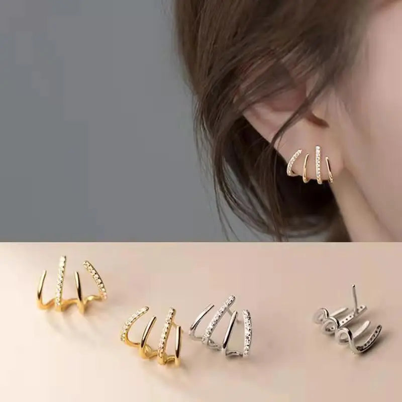 2024 premium light luxury four claw row earrings design sense personalized fashion earrings