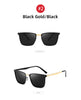 VIVIBEE Classic Rectangle Polarized Sunglasses Men Matte Black UV400 Fashion Square Sun Glasses Spring Hinge Driving Shades