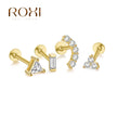 ROXI Creative Threaded Labret Stud Earrings for Women 925 Sterling Silver Piercing Earrings Jewelry Ins Pendientes Plata 925