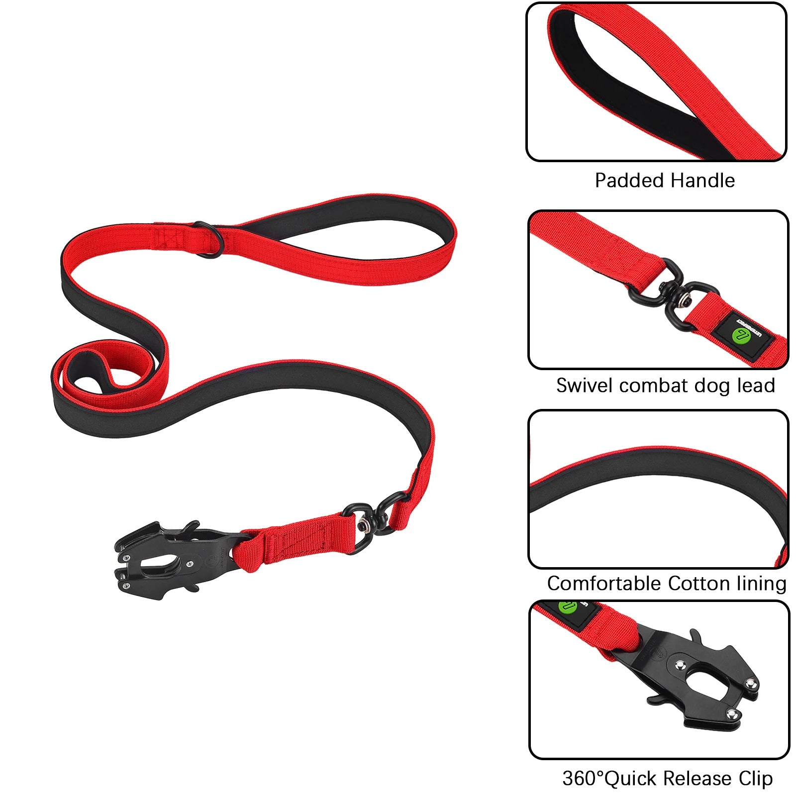 Quick Release Military Traffic Large Heavy Duty Nylon Walking Strong Dog Padded Handle Tactical Training Lead Leash Collar Set