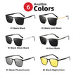 VIVIBEE Classic Rectangle Polarized Sunglasses Men Matte Black UV400 Fashion Square Sun Glasses Spring Hinge Driving Shades