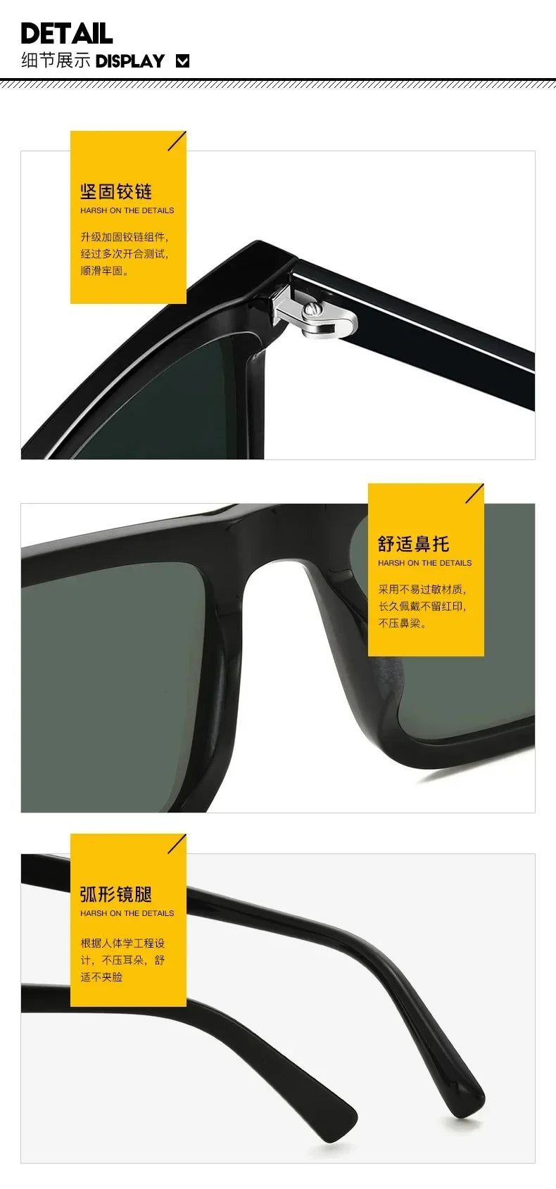 Men's Business Driving Square Acetate Windproof Shades Sunglasses Retro Sunglasses Outdoor Men's Sunglasses