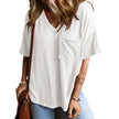 Fashionable Two-tone Pullover Short Sleeve V-neck Top For Women