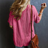 Fashionable Two-tone Pullover Short Sleeve V-neck Top For Women