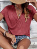 Summer New Women's Solid Color And V-neck T-shirt