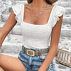 Women's Square Collar Ruffled Slim T-shirt